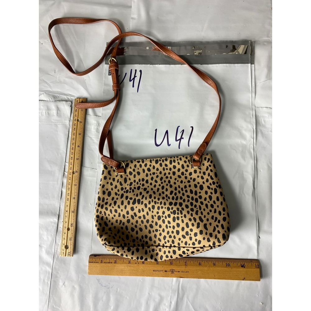 Leopard Print Crossbody Bag Tan Blackβ Faux Leather Strap Adjustable